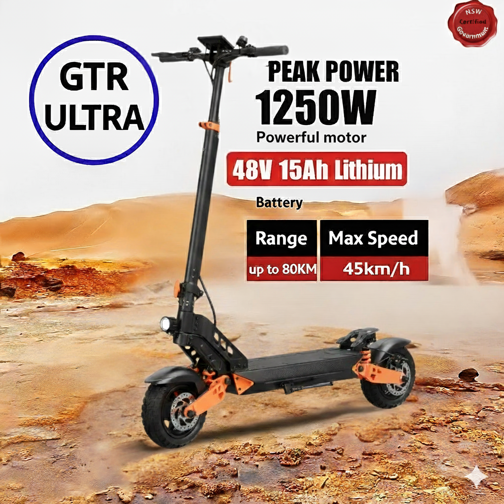 ESA GTR ULTRA Electric Scooter | Up to 1250W Peak Power Motor | Up to 75km Range | Max Speed 45km/h | Dual Suspension Off-Road Beast (Pre-Order Only)